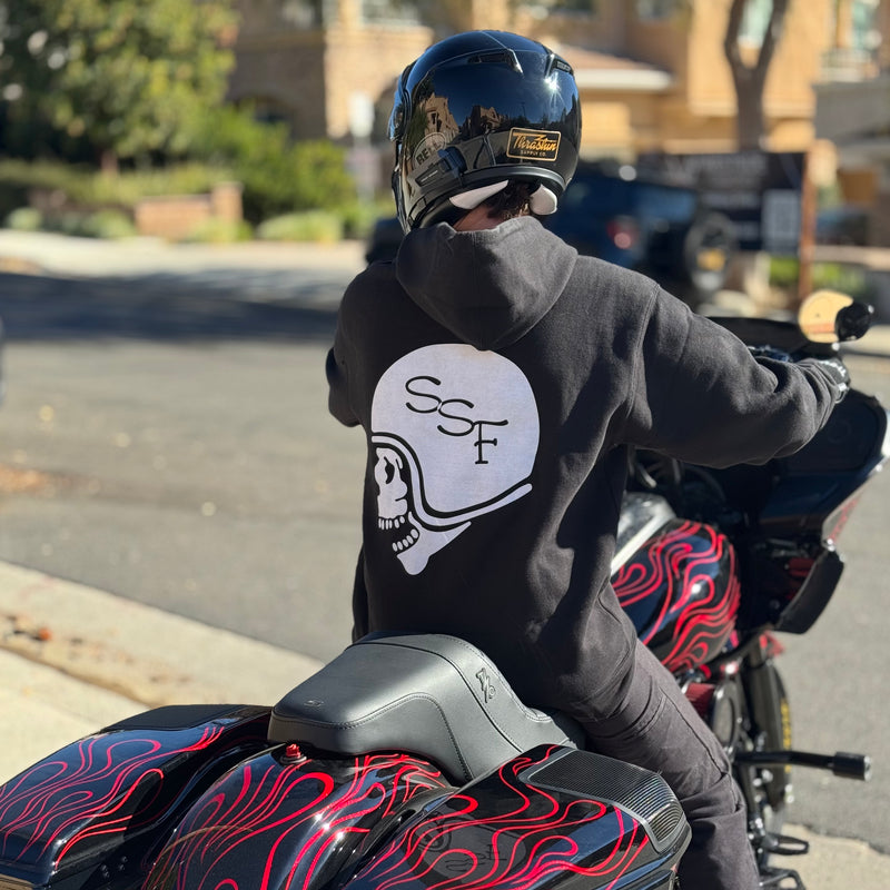 Skully Helmet Hoodie Black